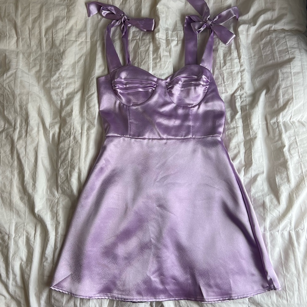 Lucy in the Sky Satin Lilac Dress